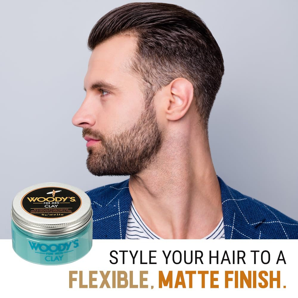 Woody's Hair Clay Matte Finish Styling Pomade Stronghold Firm and Flexible - Thumbnail 3