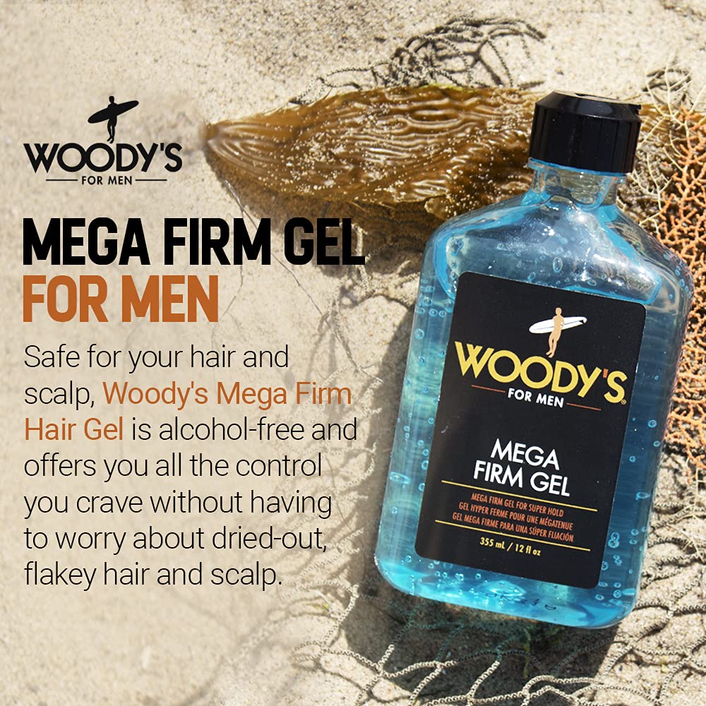 Woody's Mega Firm Hair Gel Strong Hold Alcohol Free No Flakes Hair Gel for - Thumbnail 2