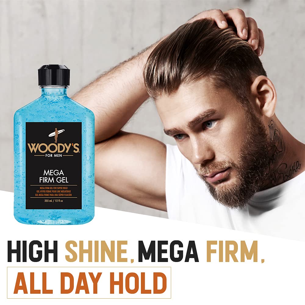 Woody's Mega Firm Hair Gel Strong Hold Alcohol Free No Flakes Hair Gel for - Thumbnail 3