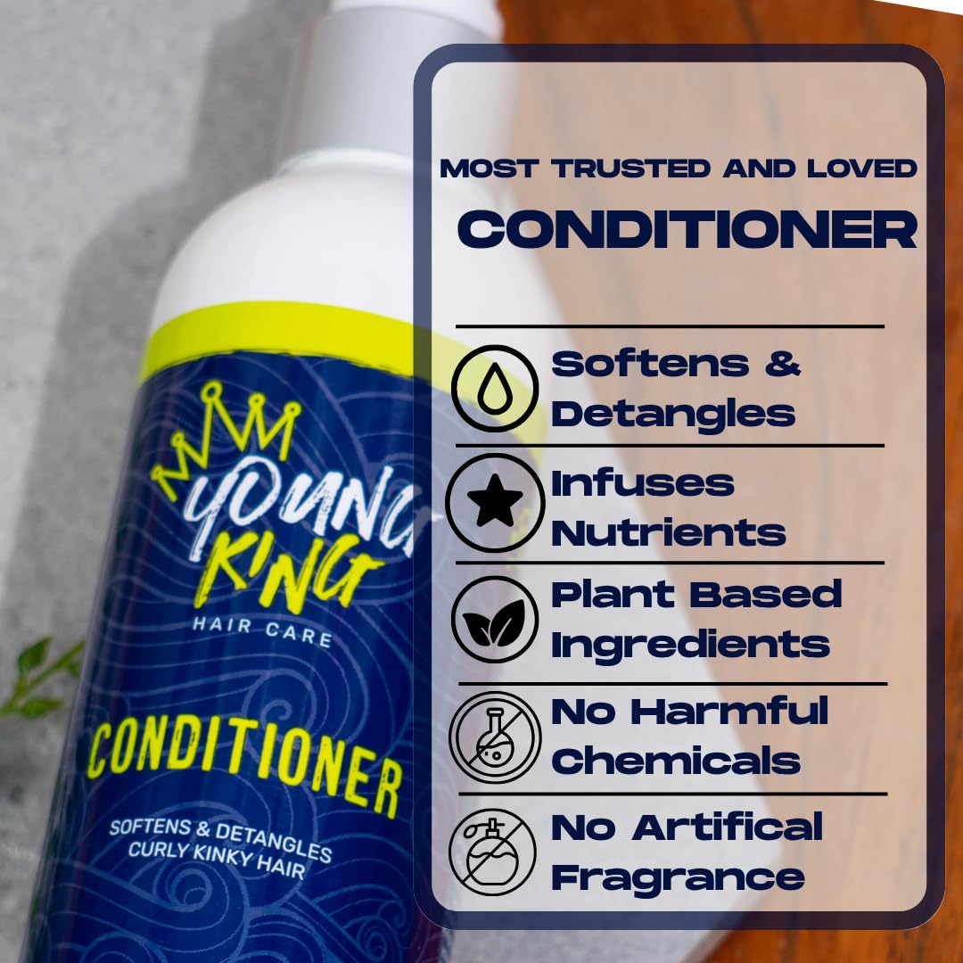 Young King Hair Care Kids Conditioner for Boys | Soften Nourish and Detangle - Thumbnail 2